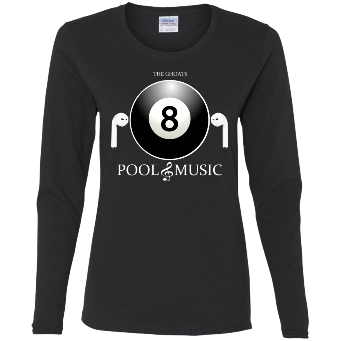 The GHOATS Custom Design. #19 Pool & Music. Ladies' Cotton LS T-Shirt