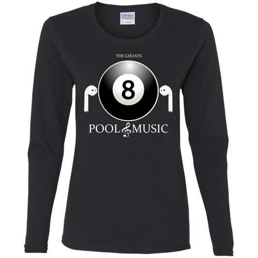 The GHOATS Custom Design. #19 Pool & Music. Ladies' Cotton LS T-Shirt