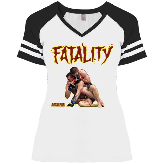 Artichoke Fight Gear Custom Design #21. FATLAITY! Ladies' Game V-Neck T-Shirt