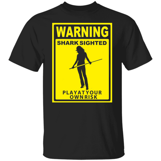 The GHOATS Custom Design. #34 Beware of Sharks. Play at Your Own Risk. (Ladies only version). Basic Cotton T-Shirt