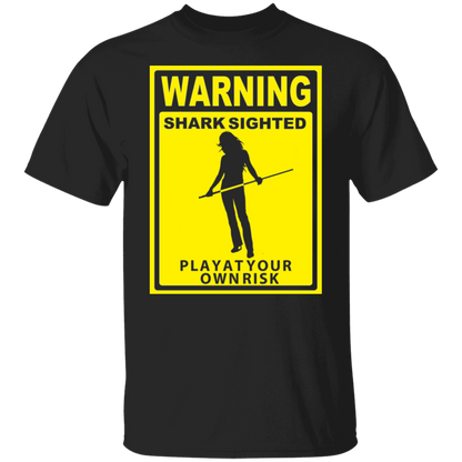 The GHOATS Custom Design. #34 Beware of Sharks. Play at Your Own Risk. (Ladies only version). Basic Cotton T-Shirt