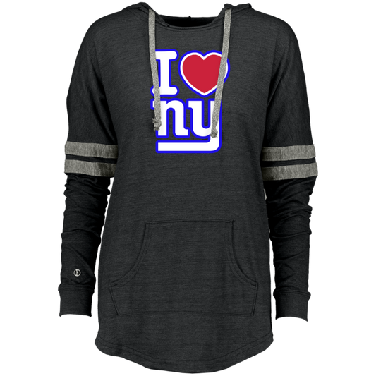 ArtichokeUSA Custom Design. I heart New York Giants. NY Giants Football Fan Art. Ladies Hooded Low Key Pullover