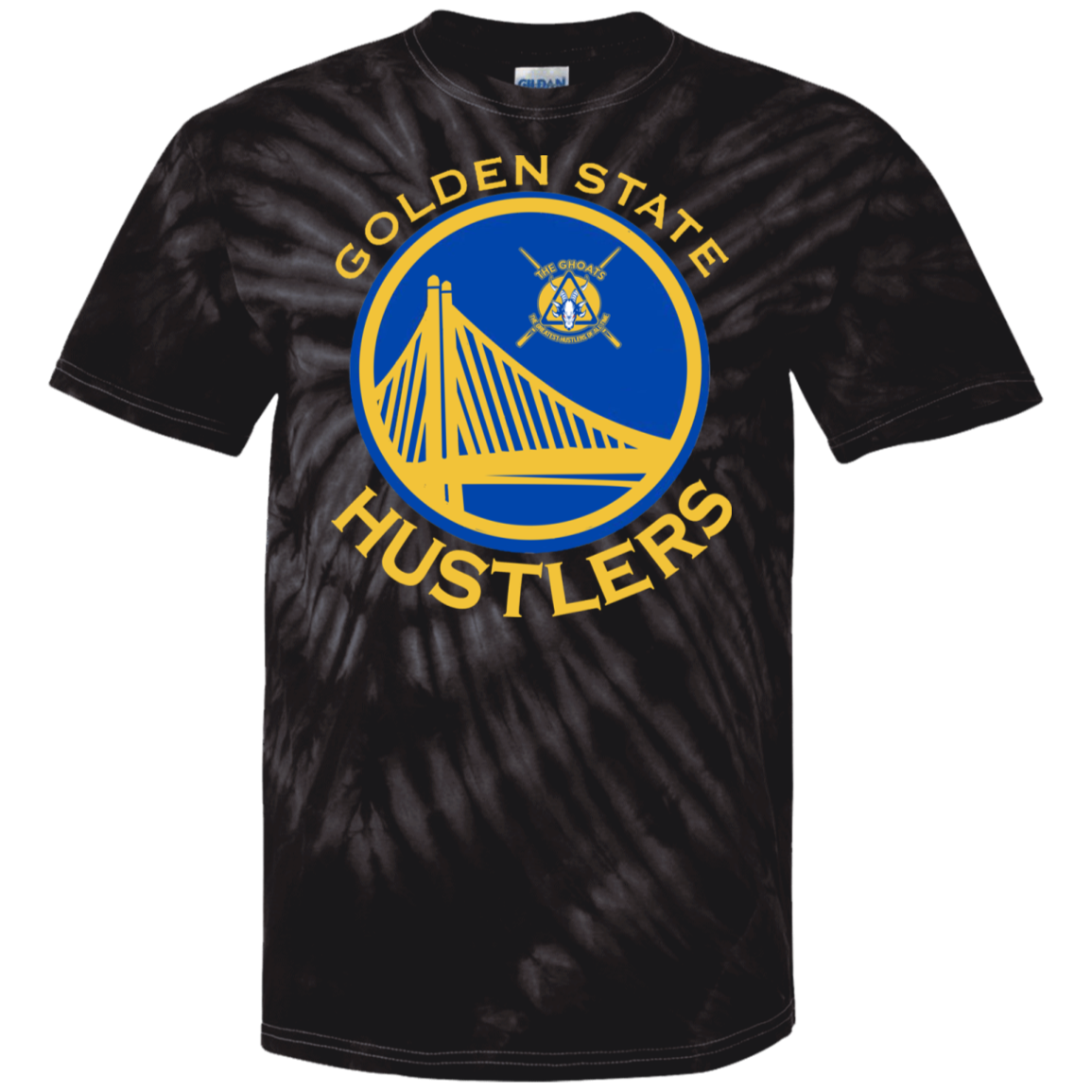 The GHOATS Custom Design. #12 GOLDEN STATE HUSTLERS.	100% Cotton Tie Dye T-Shirt