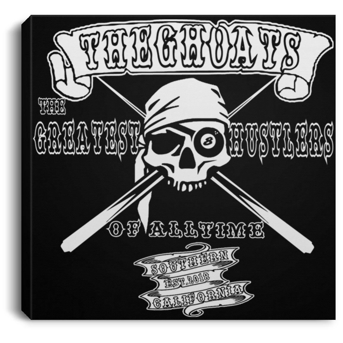 The GHOATS Custom Design. #4 Motorcycle Club Style. Ver 2/2. Square Canvas .75in Frame