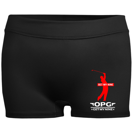 OPG Custom Design #16. Get My Nine.  Male Version. Ladies' Fitted Moisture-Wicking 2.5 inch Inseam Shorts