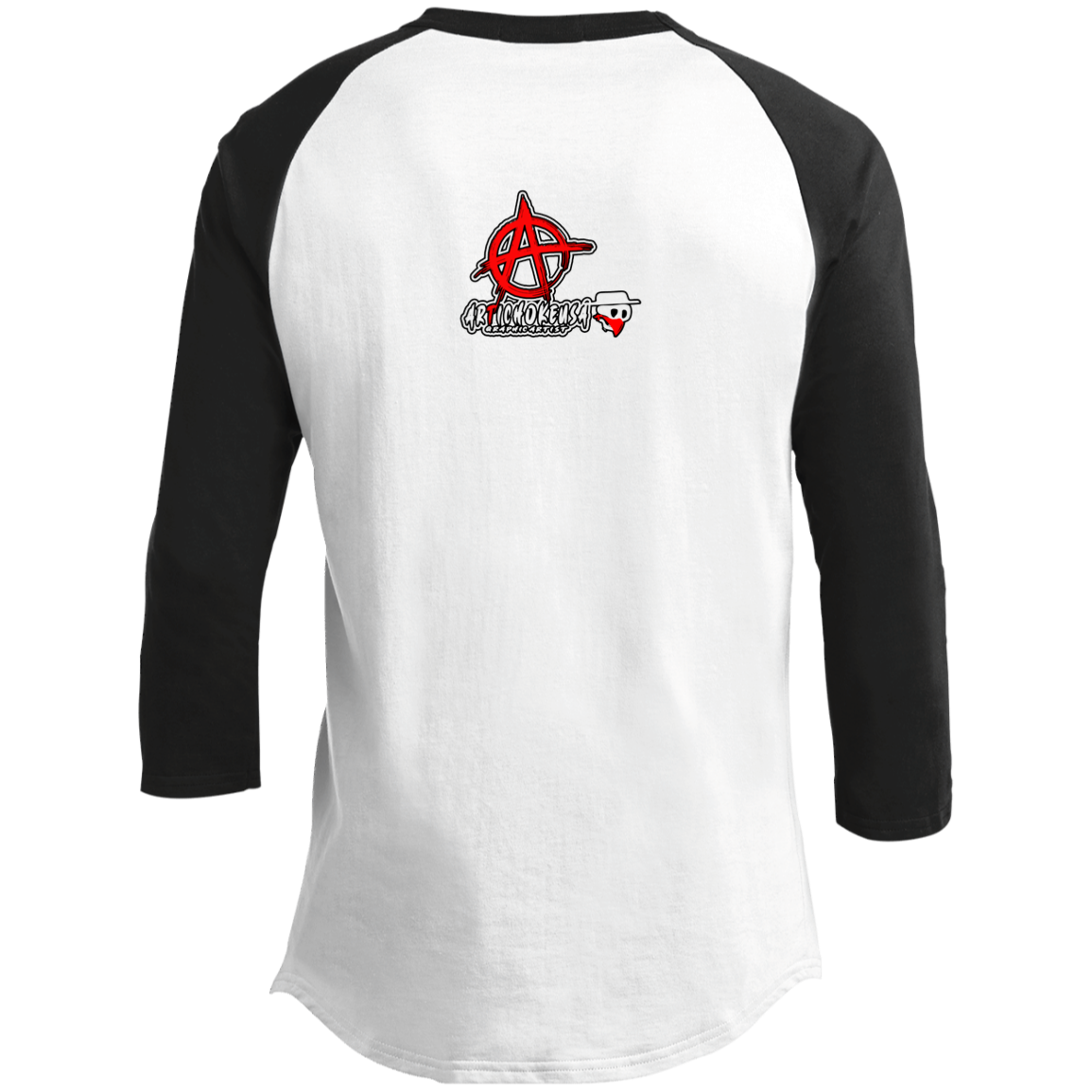 ArtichokeUSA Custom Design. Social Distancing. Social Distortion Parody. Men's 3/4 Raglan Sleeve Shirt