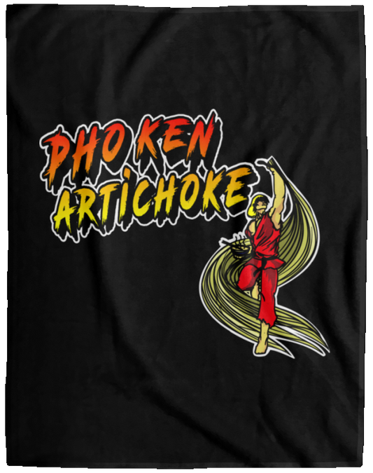 ArtichokeUSA Custom Design. Pho Ken Artichoke. Street Fighter Parody. Gaming. Cozy Plush Fleece Blanket - 60x80