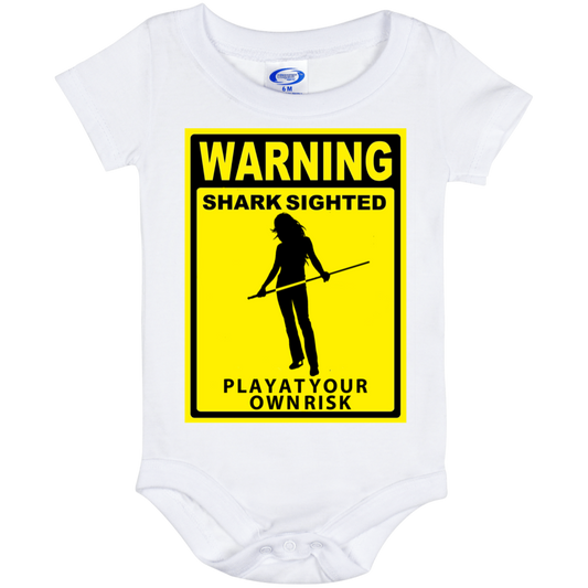 The GHOATS Custom Design. #34 Beware of Sharks. Play at Your Own Risk. (Ladies only version). Baby Onesie 6 Month