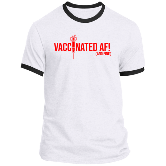 ArtichokeUSA Custom Design. Vaccinated AF (and fine). Ringer Tee