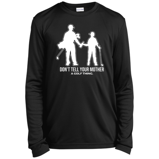OPG Custom Design #7. Father and Son's First Beer. Don't Tell Your Mother. Youth 100% Polyester Long Sleeve Tee
