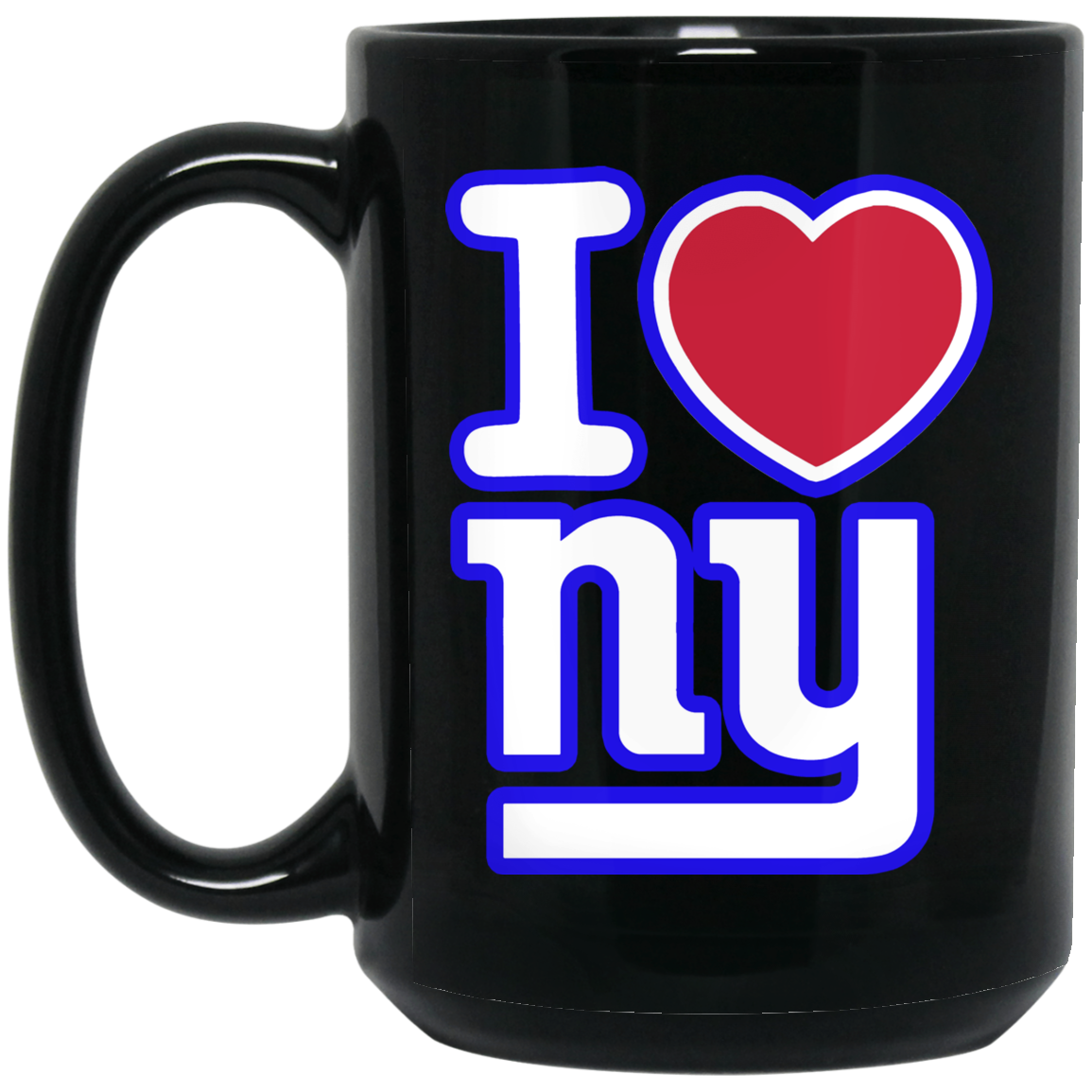 ArtichokeUSA Custom Design. I heart New York Giants. NY Giants Football Fan Art. 15 oz. Black Mug