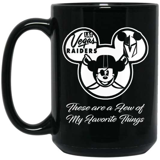 ArtichokeUSA Custom Design. Las Vegas Raiders & Mickey Mouse Mash Up. Fan Art. Parody. 15 oz. Black Mug