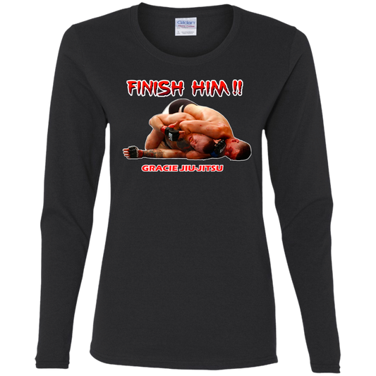Artichoke Fight Gear Custom Design #8. Finish Him! Ladies' 100% Pre-Shrunk Cotton Long Sleeve
