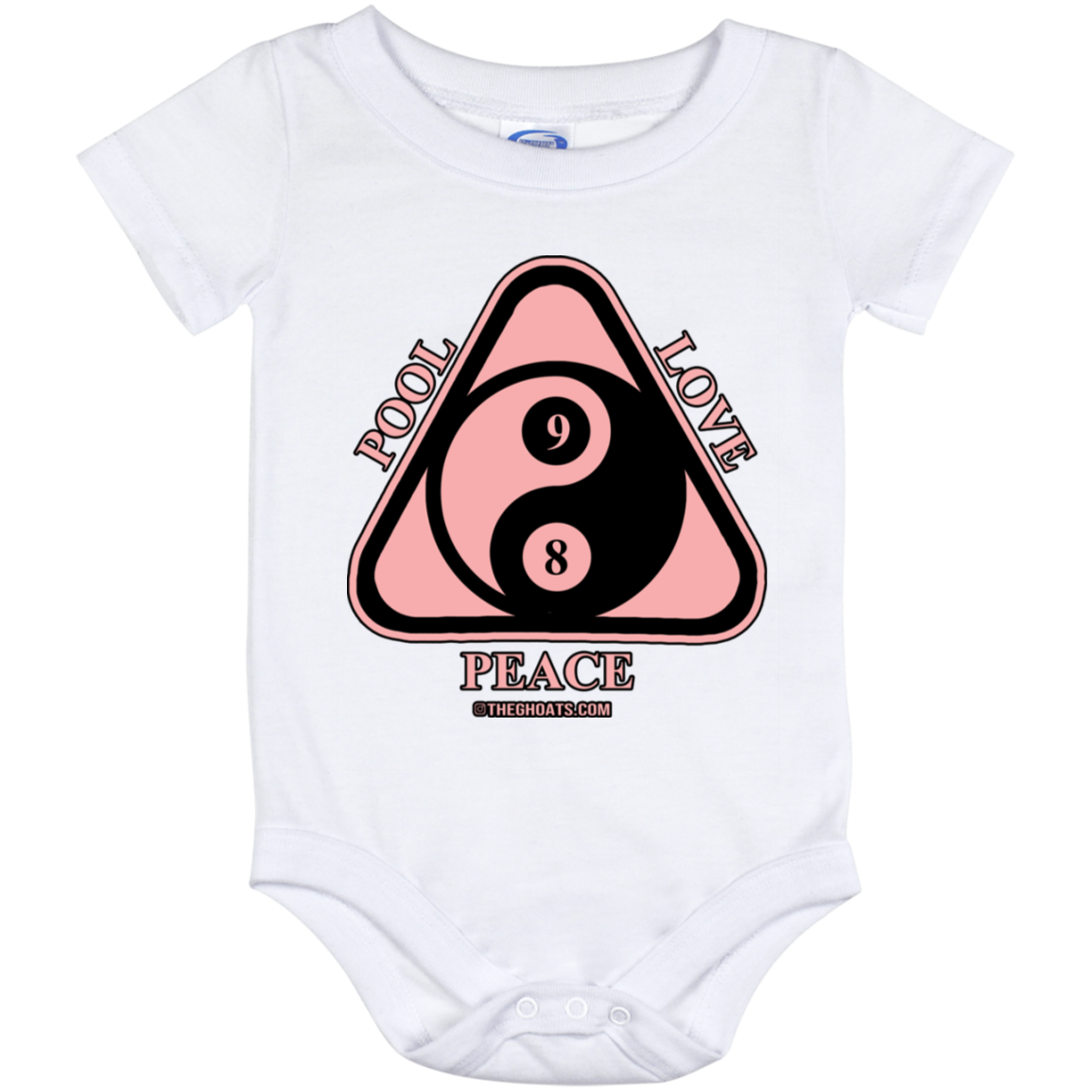 The GHOATS Custom Design #9. Ying Yang. Pool Love Peace. Baby Onesie 12 Month