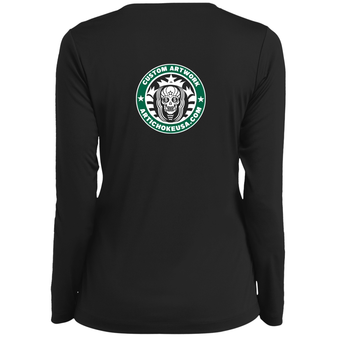 ArtichokeUSA Custom Design. Money Can't Buy Happiness But It Can Buy You Coffee. Ladies’ Long Sleeve Performance V-Neck Tee