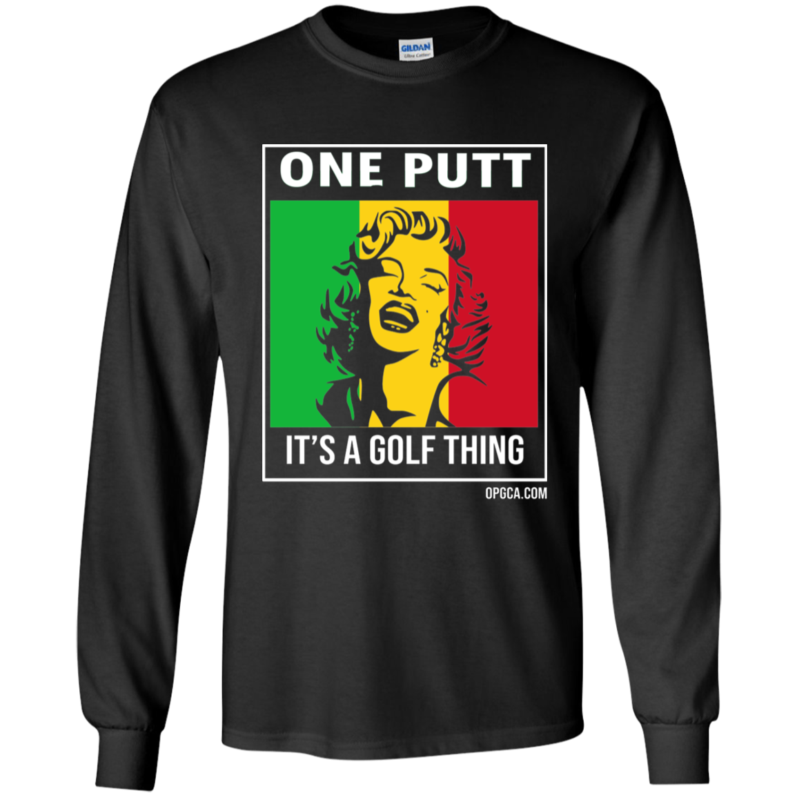 OPG Custom Design #22. One Putt / One Love Parody with Fan Art. Female Edition. Youth 100% Cotton LS T-Shirt