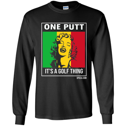 OPG Custom Design #22. One Putt / One Love Parody with Fan Art. Female Edition. Youth 100% Cotton LS T-Shirt