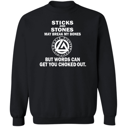 Artichoke Fight Gear Custom Design #19. Sticks and Stones. Crewneck Pullover Sweatshirt