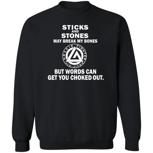 Artichoke Fight Gear Custom Design #19. Sticks and Stones. Crewneck Pullover Sweatshirt