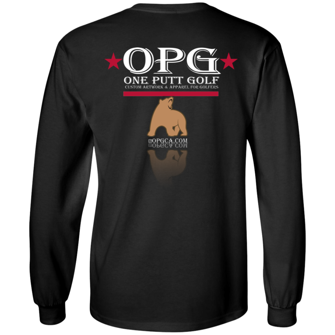 OPG Custom Design #14. Golf California. California State Flag. 100% Cotton Long Sleeve T-Shirt