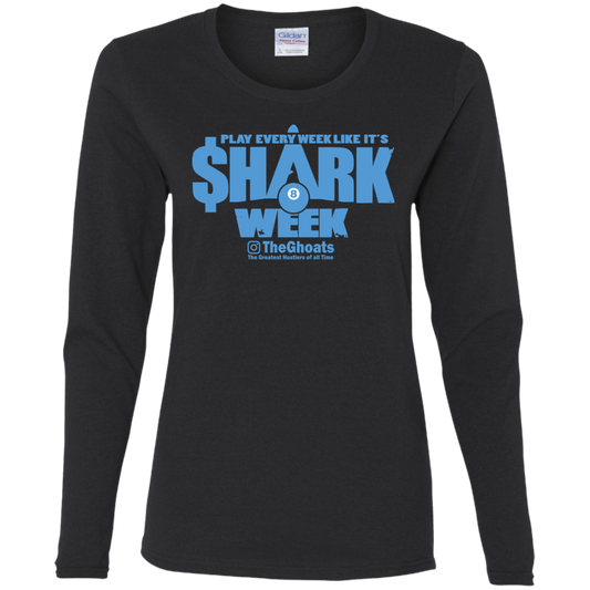 The GHOATS Custom Design. #32. Shark Week. Shark Life. Ladies' Cotton LS T-Shirt