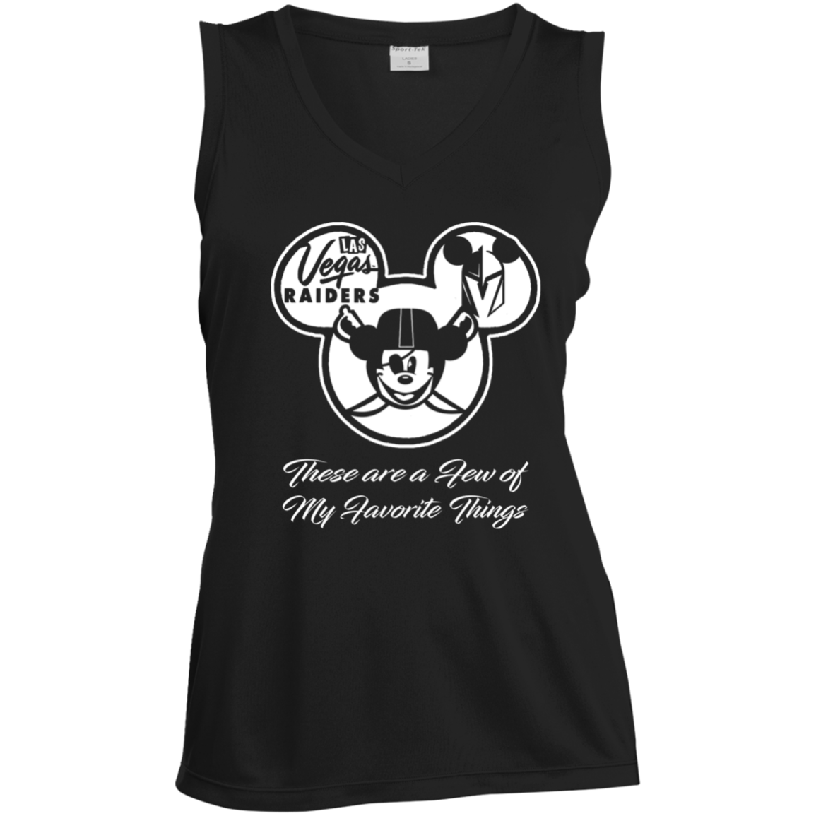 ArtichokeUSA Custom Design. Las Vegas Raiders & Mickey Mouse Mash Up. Fan Art. Parody. Ladies' Sleeveless V-Neck
