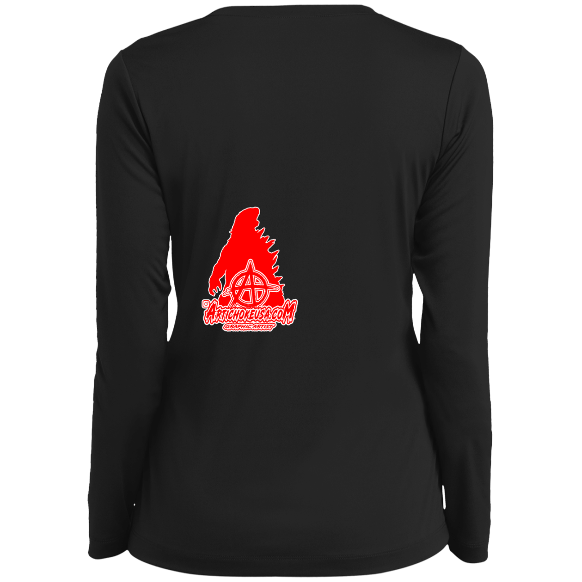 ArtichokeUSA Custom Design. Godzilla. Long Live the King. (1954 to 2019. 65 Years! Fan Art. Ladies’ Long Sleeve Performance V-Neck Tee