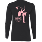 OPG Custom Design #10. Lady on Front / Flag Pole Dancer On Back. Ladies' Cotton LS T-Shirt