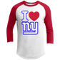 rtichokeUSA Custom Design. I heart New York Giants. NY Giants Football Fan Art. Youth 3/4 Raglan Sleeve Shirt