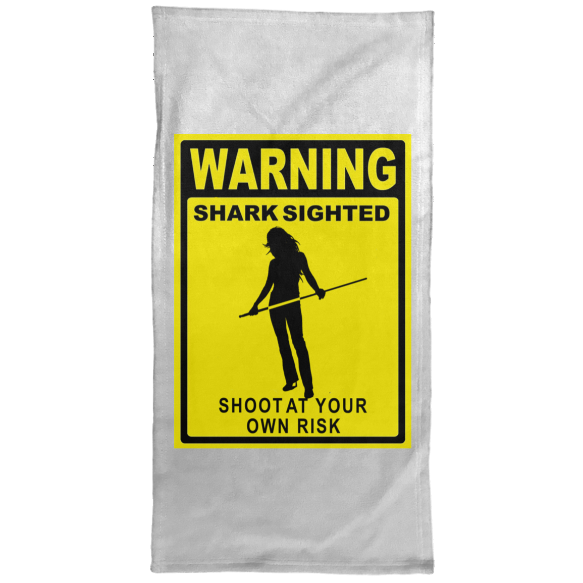 The GHOATS custom design #36. Shark Sighted. Female Pool Shark. Shoot At Your Own Risk. Pool / Billiards. Hand Towel - 15x30