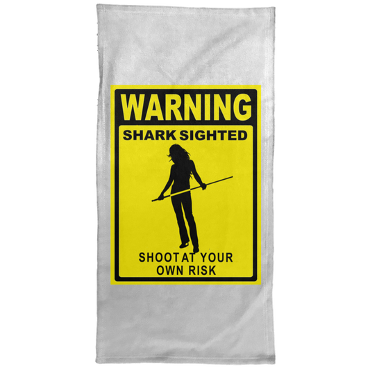 The GHOATS custom design #36. Shark Sighted. Female Pool Shark. Shoot At Your Own Risk. Pool / Billiards. Hand Towel - 15x30