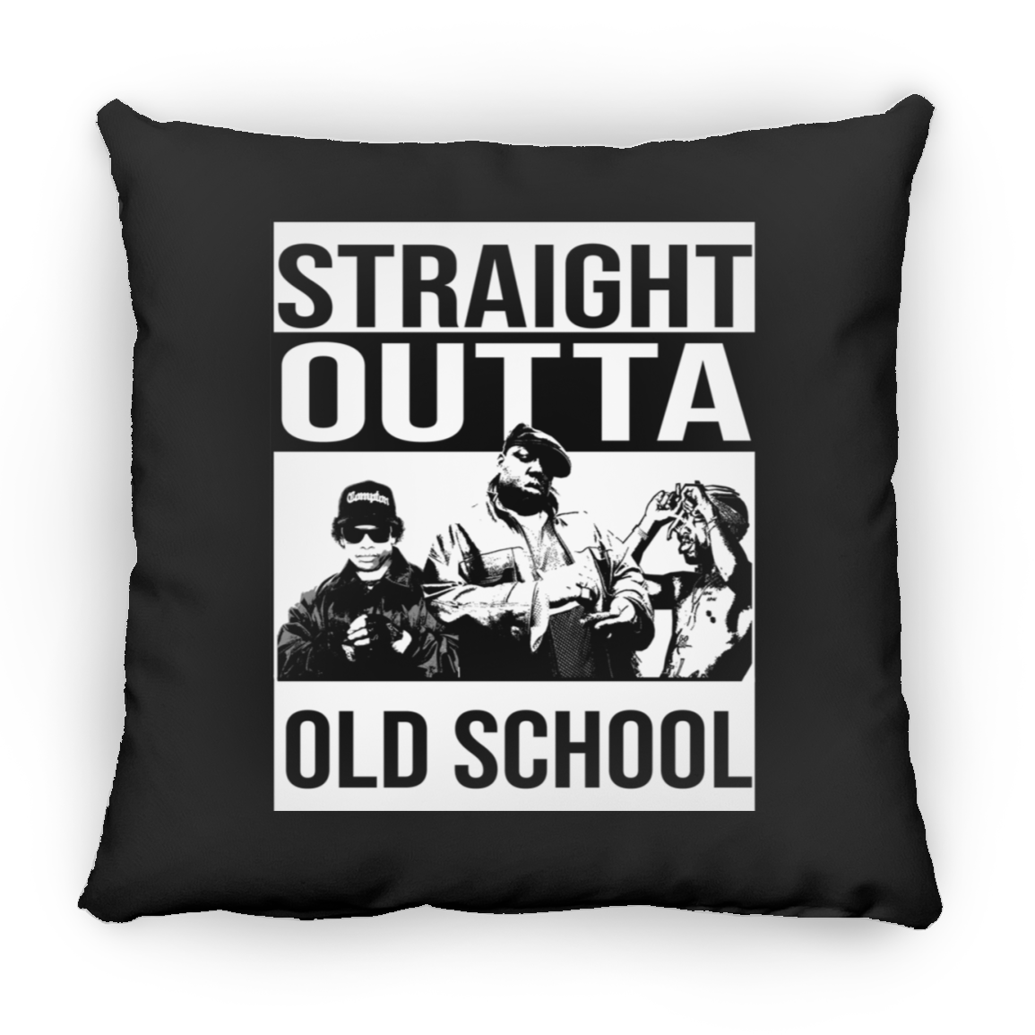 ArtichokeUSA Custom Design. Straight Outta Old School. The GOATs of Rap. Fan Art. Square Pillow 18x18