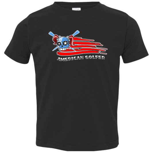 OPG Custom Design #12. American Golfer. Female Edition. Toddler Jersey T-Shirt