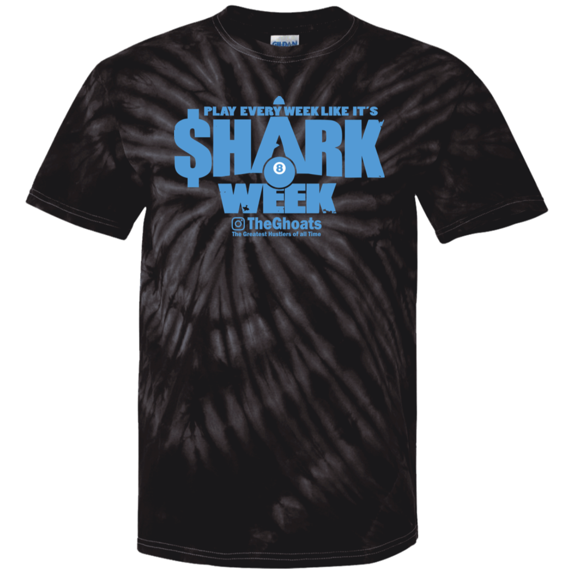 The GHOATS Custom Design. #32. Shark Week. Shark Life. 100% Cotton Tie Dye T-Shirt