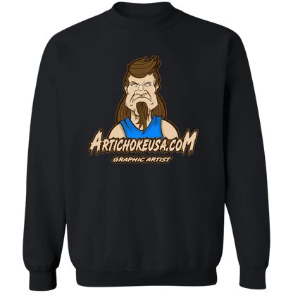 ArtichokeUSA Character and Font design. Let's Create Your Own Team Design Today. Mullet Mike. Crewneck Pullover Sweatshirt
