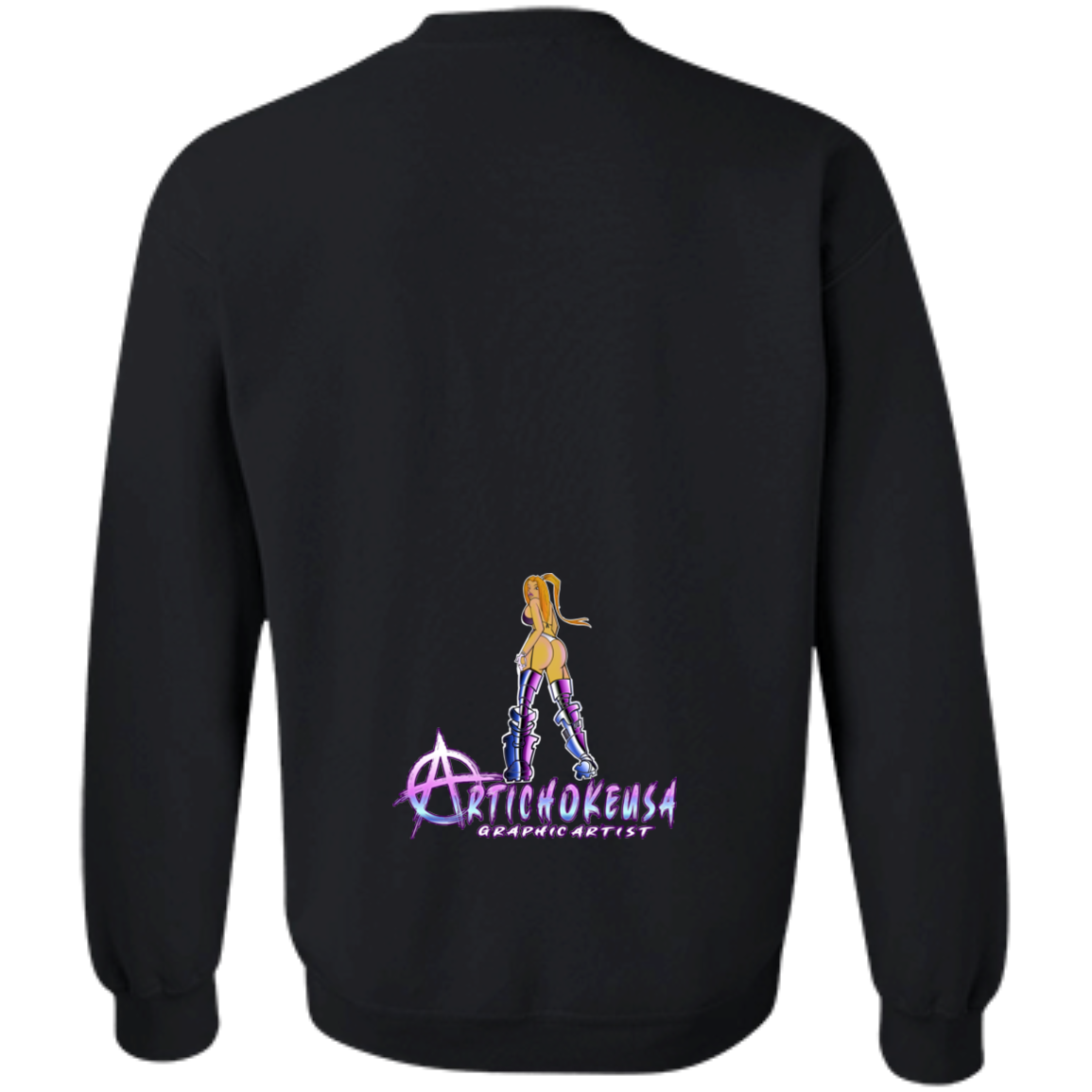 ArtichokeUSA Character and Font design. Let's Create Your Own Team Design Today. Dama de Croma. Crewneck Pullover Sweatshirt