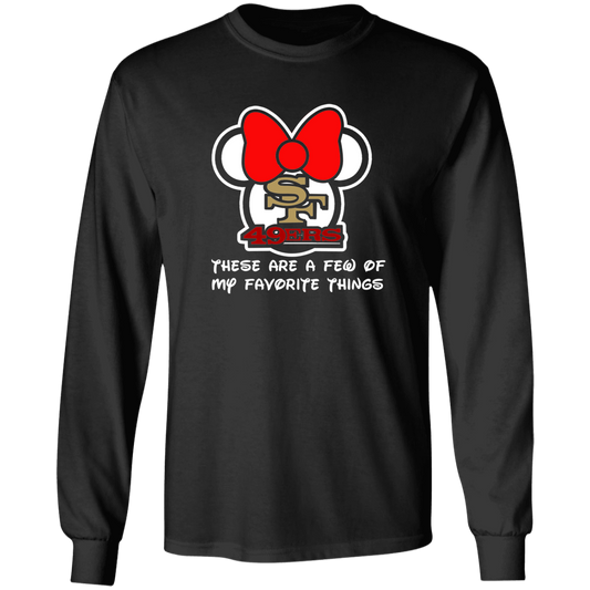 ArtichokeUSA Custom Design #51. These are a few of my favorite things. SF 49ers/Hello Kitty/Mickey Mouse Fan Art. 100% Cotton Long Sleeve T-Shirt
