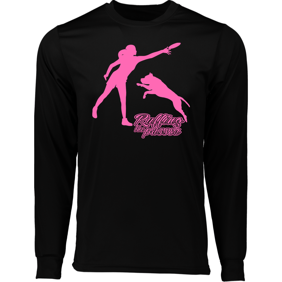 ArtichokeUSA Custom Design. Ruffing the Passer. Pitbull Edition. Female Version. Long Sleeve Moisture-Wicking Tee