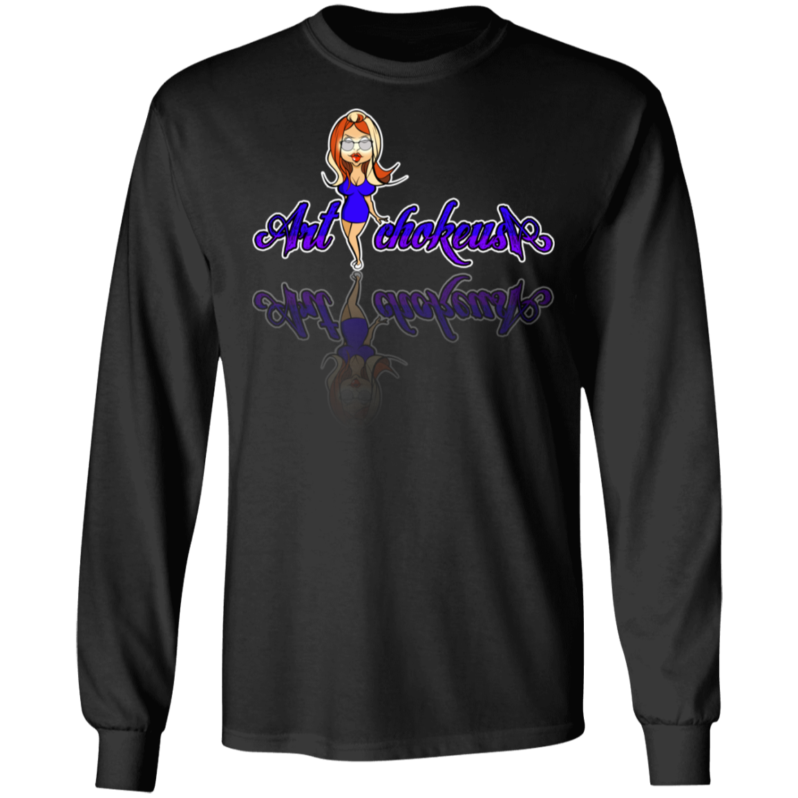ArtichokeUSA Character and Font Design. Let’s Create Your Own Design Today. Blue Girl. Long Sleeve 100% Cotton T-Shirt