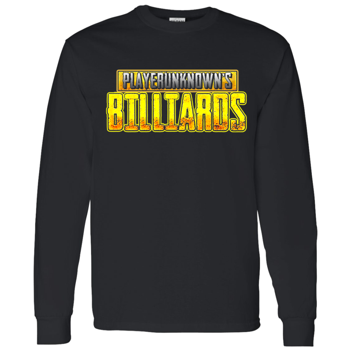 The GHOATS Custom Design. #27 PlayerUnknown's Billiards. PUBG Parody. LS T-Shirt 5.3 oz.