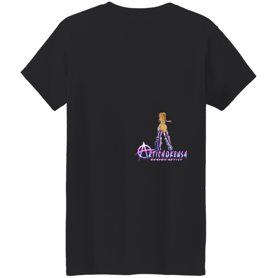 ArtichokeUSA Character and Font design. Let's Create Your Own Team Design Today. Dama de Croma. Ladies' 5.3 oz. T-Shirt