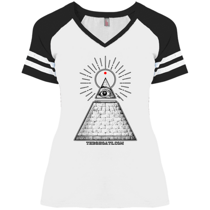 The GHOATS custom design #10. All Seeing Eye. Ladies' Game V-Neck T-Shirt