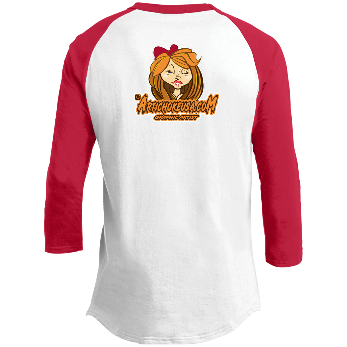 ZZ#21 Characters and Fonts. Aubrey. A show case of my characters and font styles. 3/4 Raglan Sleeve Shirt