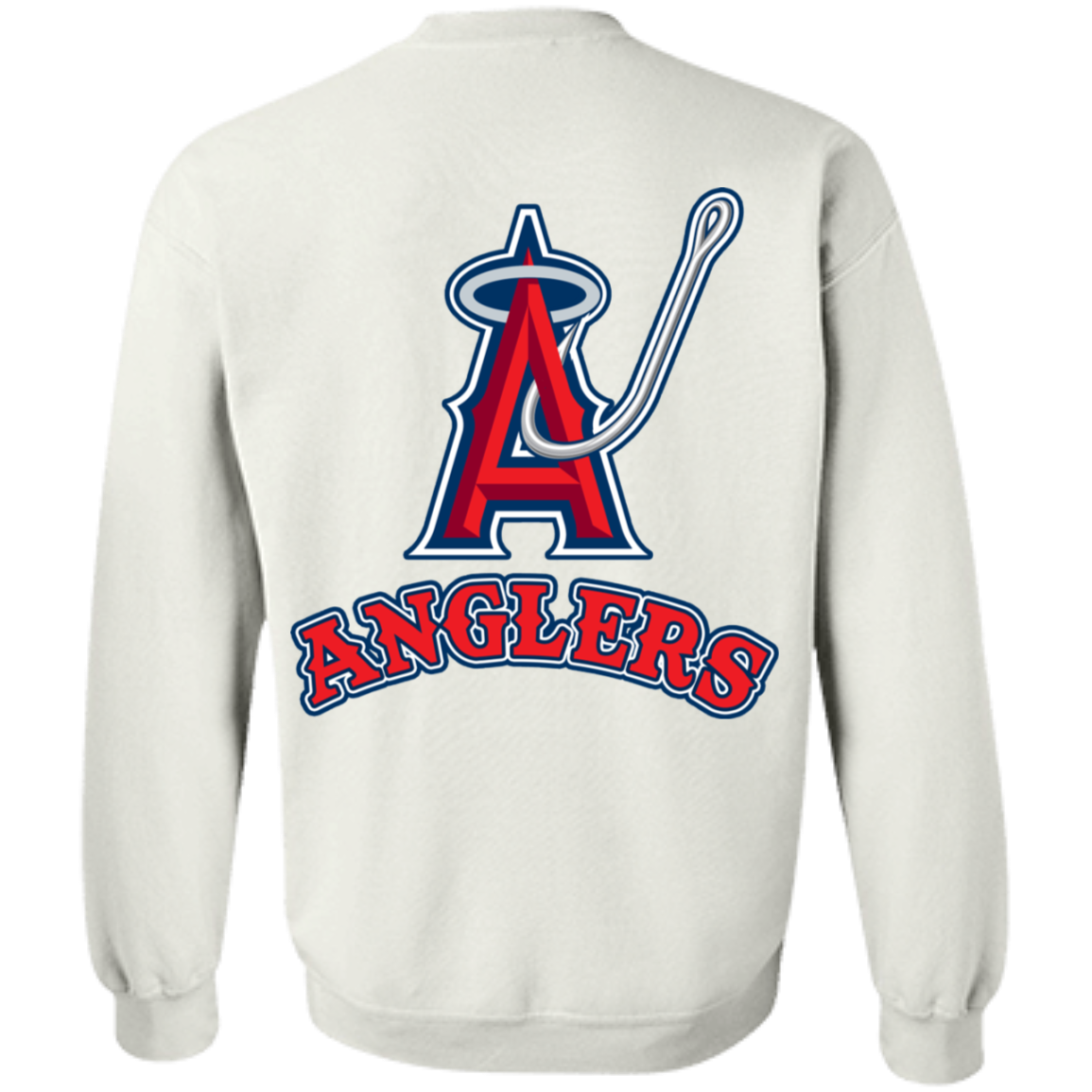 ArtichokeUSA Custom Design. Anglers. Southern California Sports Fishing. Los Angeles Angels Parody. Crewneck Pullover Sweatshirt