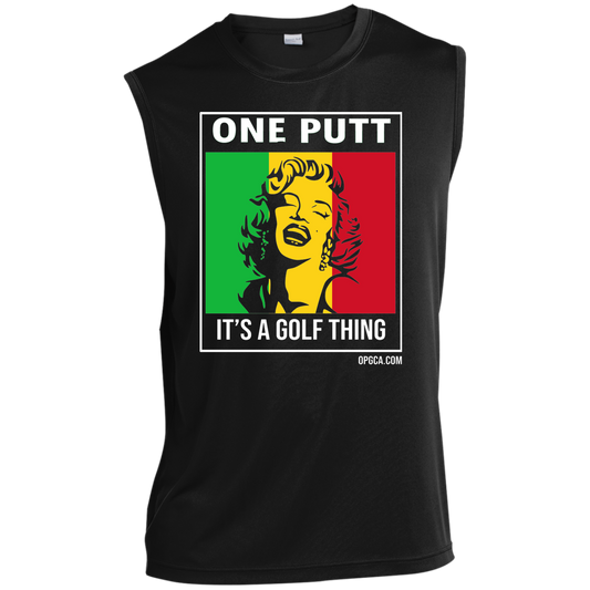 OPG Custom Design #22. One Putt / One Love Parody with Fan Art. Female Edition. Men’s Sleeveless