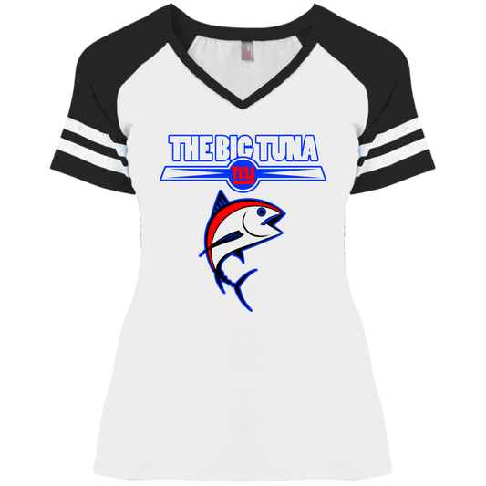 ArtichokeUSA Custom Design. The Big Tuna. Bill Parcell Tribute. NY Giants Fan Art. Ladies' Game V-Neck T-Shirt