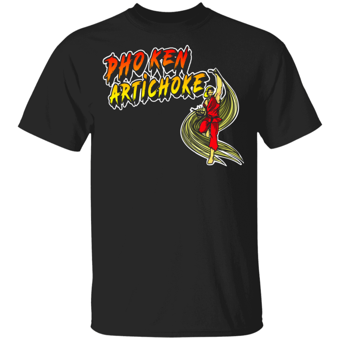 ArtichokeUSA Custom Design. Pho Ken Artichoke. Street Fighter Parody. Gaming. Youth 5.3 oz 100% Cotton T-Shirt