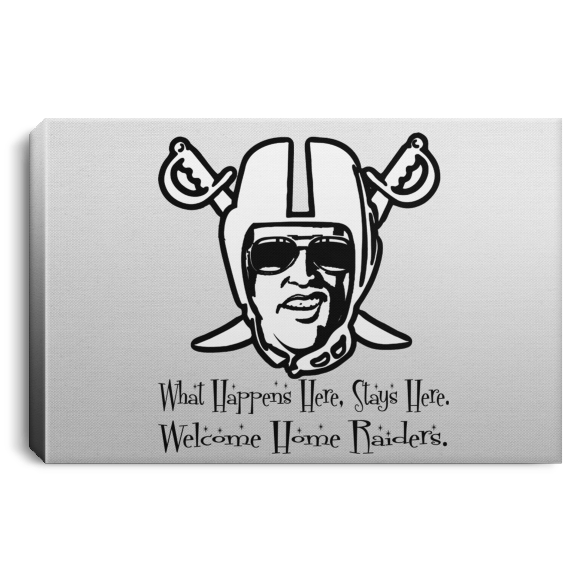 ArtichokeUSA Custom Design #32. Las Vegas Raiders Parody Logo. What happens here, stays here. Fan Art. Sports. Landscape Canvas .75in Frame