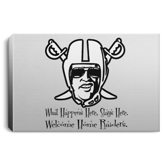 ArtichokeUSA Custom Design #32. Las Vegas Raiders Parody Logo. What happens here, stays here. Fan Art. Sports. Landscape Canvas .75in Frame