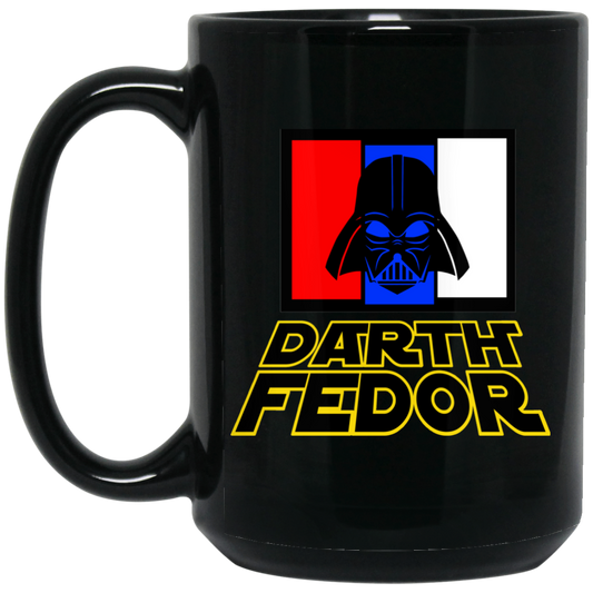Artichoke Fight Gear Custom Design #15. Darth Fedor. Fedor Emelianenko / Darth Vader Parody. Fan Art Parody. MMA. 15 oz. Black Mug